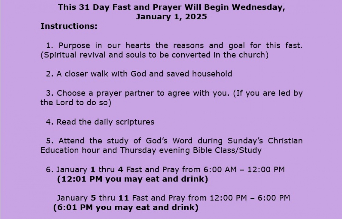 31 Day Fast & Prayer